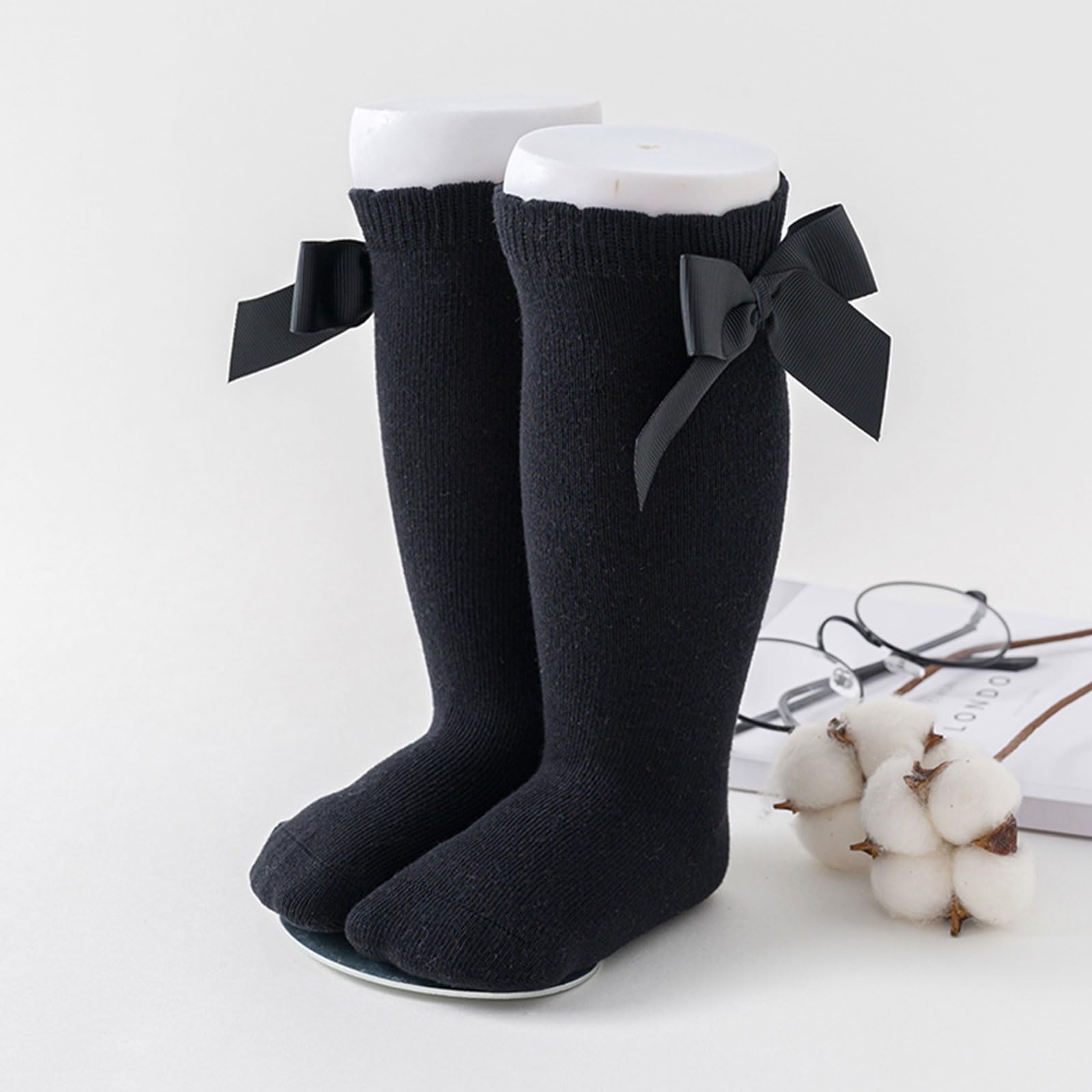 AQOKKA Baby Knee High Socks Kids Tube Long Boot Socks with Bow Cotton Knit Stocking Infant Toddler Dress Socks for Boy Girl - Image 6