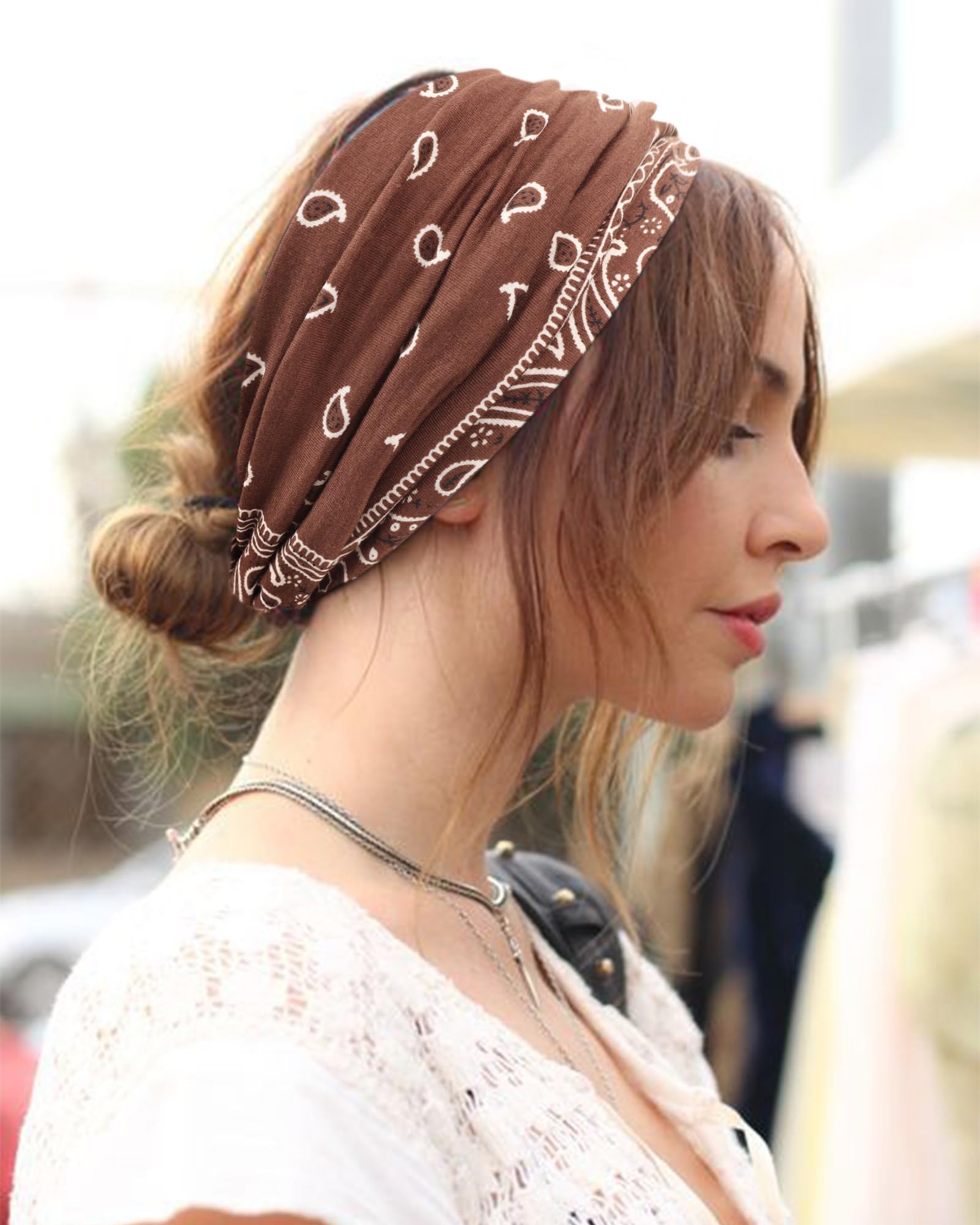 AQOKKA Extra Wide Headbands for Women Large Turban Headband Non Slip Boho Elastic Hairband Hair Twisted Knot Head Bands Accessories - Image 6