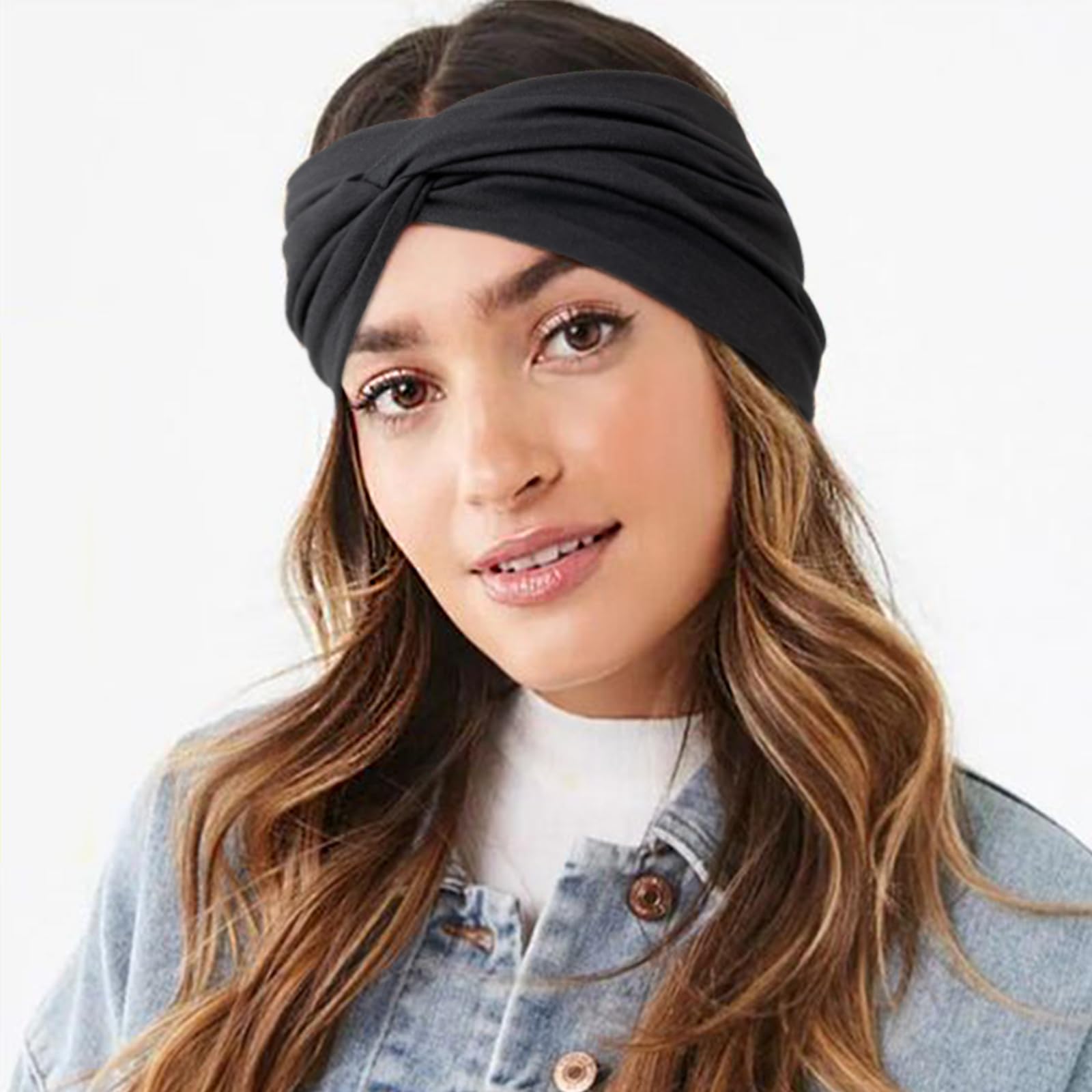 AQOKKA Extra Wide Headbands for Women Large Turban Headband Non Slip Boho Elastic Hairband Hair Twisted Knot Head Bands Accessories - Image 5