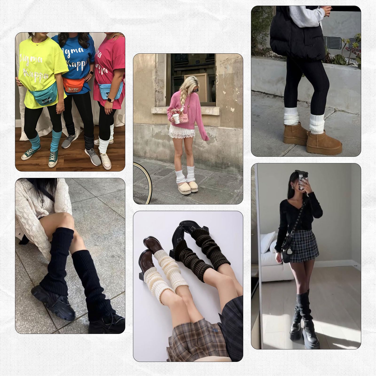 AQOKKA Leg Warmers for Women 80s 90s Winter Fashion Neon Ribbed Knitted Long Socks Y2k Girl Accessories for Yoga Sports Party - Image 4