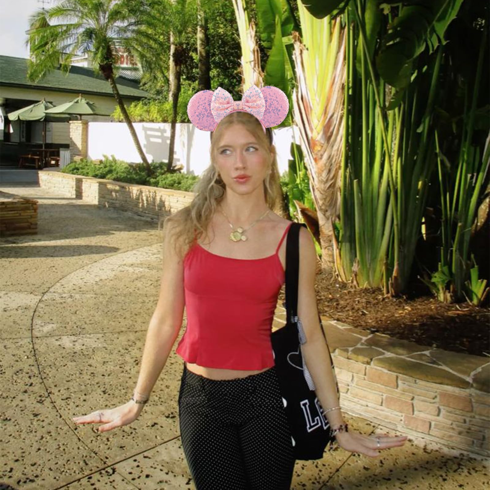 AQOKKA Mouse Ears Headbands with Bow Minnie Ears Cosplay Costume Hair Accessories for Women Birthday Party Decoration - Image 6