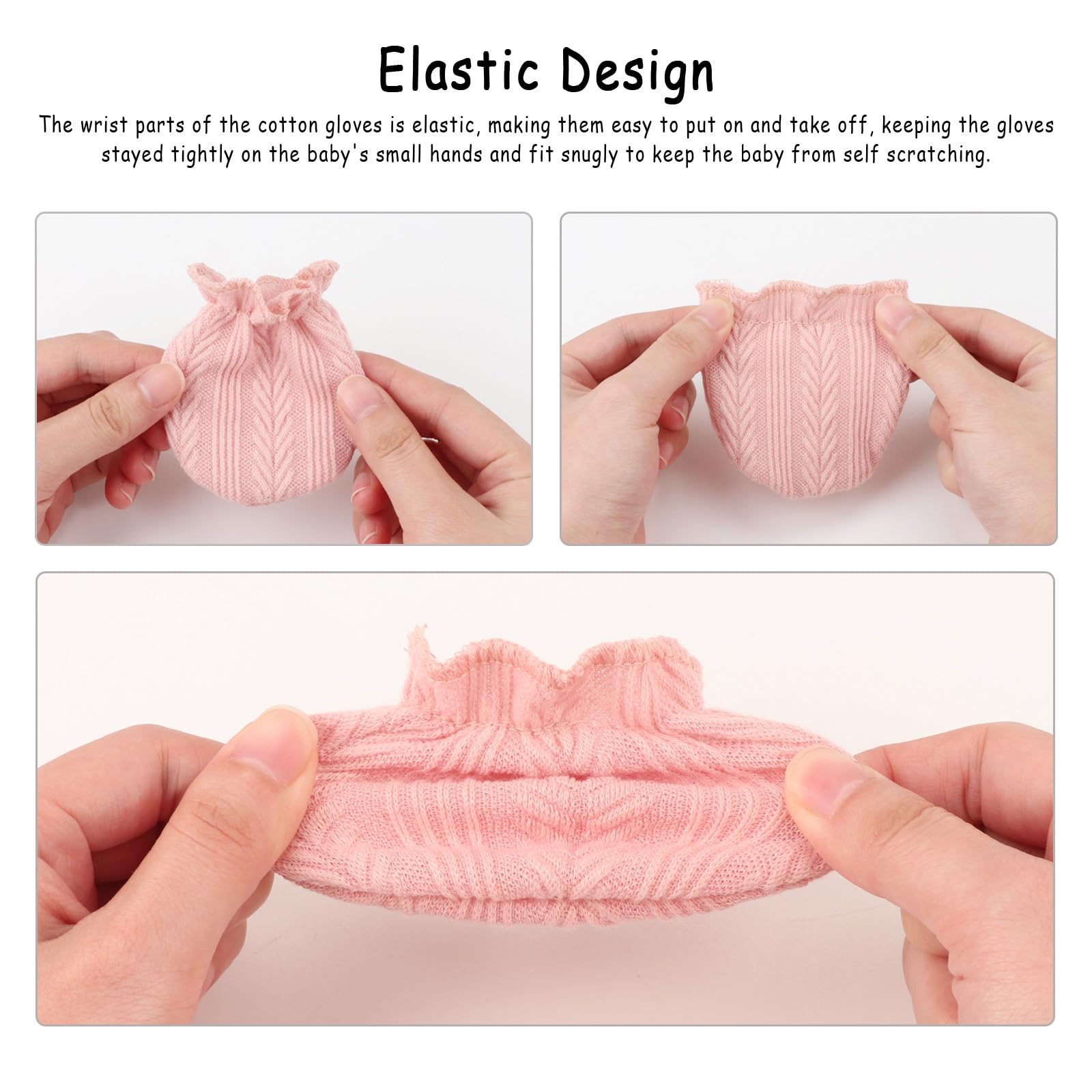 AQOKKA Newborn Receiving Blanket with Bow Hat Mittens Wooden Card Set Wheat-Pattern Newborns Toddler Baby Boy Girl Nursery Swaddle Wrap - Image 3
