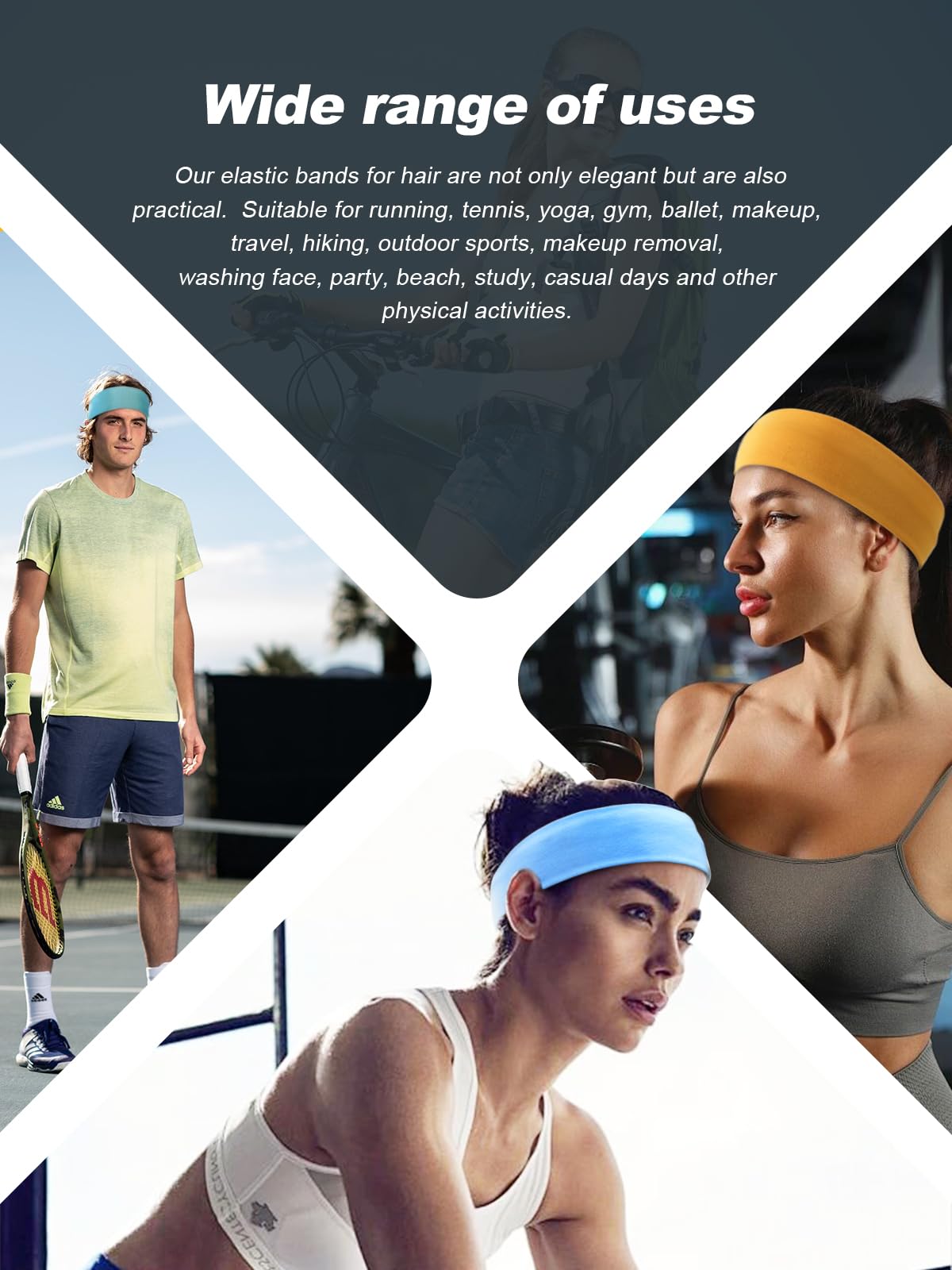AQOKKA Sports Headbands for Women Non Slip Elastic Fashion Hair Bands for Women's Hair Soft Cloth Stretchy Hair Accessories for Exercise Workout Yoga Running - Image 4