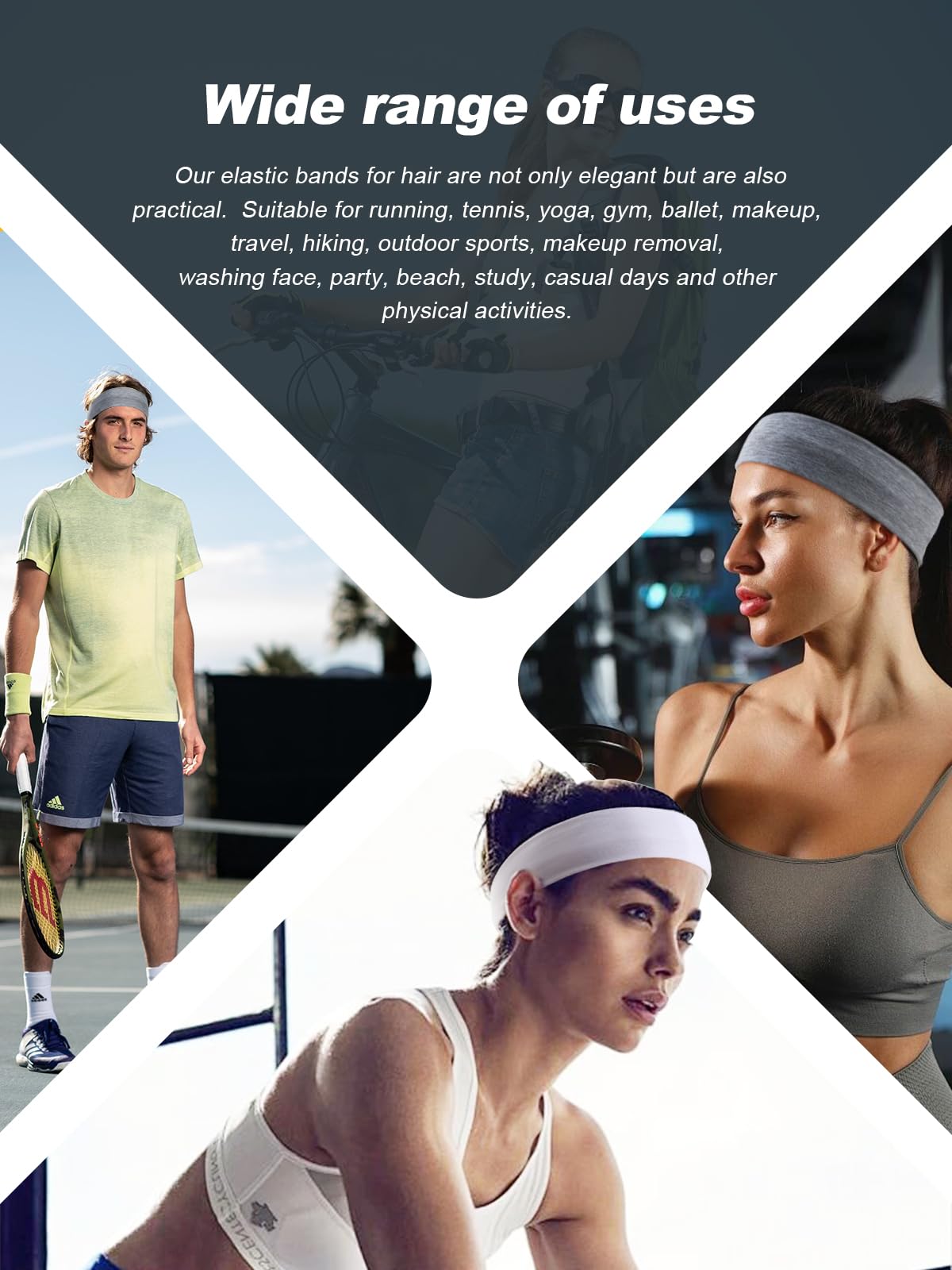 AQOKKA Sports Headbands for Women Non Slip Elastic Fashion Hair Bands for Women's Hair Soft Cloth Stretchy Hair Accessories for Exercise Workout Yoga Running - Image 6