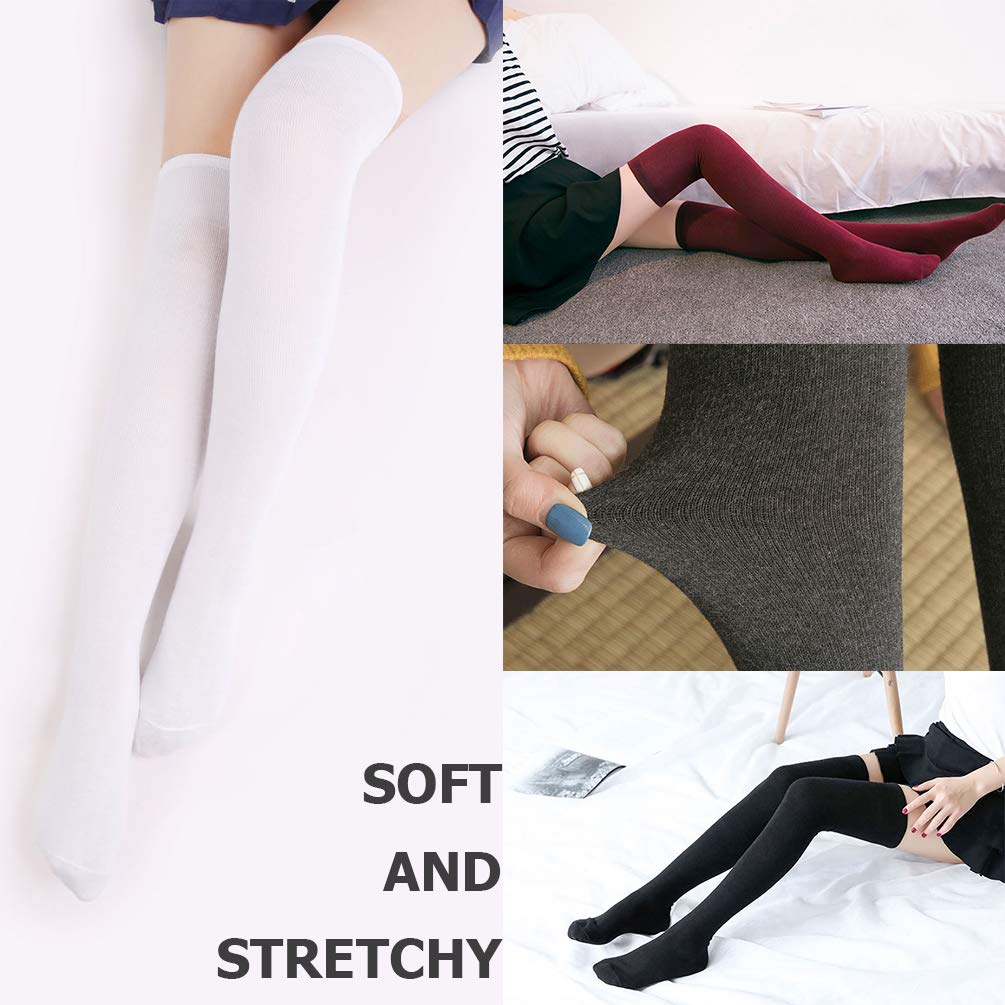 AQOKKA Thigh High Socks for Women Striped Over Knee Thigh Socks Long Boot Thigh High Stockings Leg Warmers for Girls - Image 5