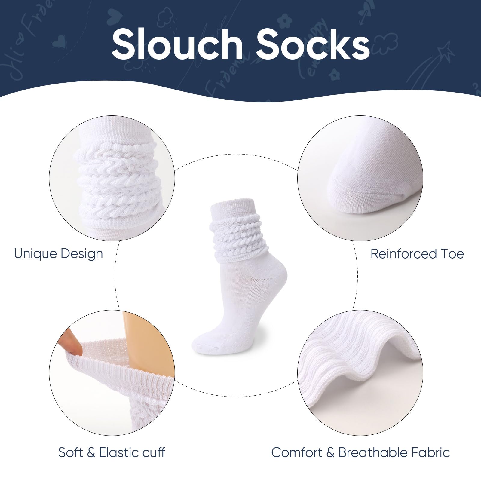 AQOKKA Women Slouch Socks Cotton Knit Soft Scrunch Boot Long Knee High Socks Stacked Thigh High Tube Sock Size 5-11 - Image 4