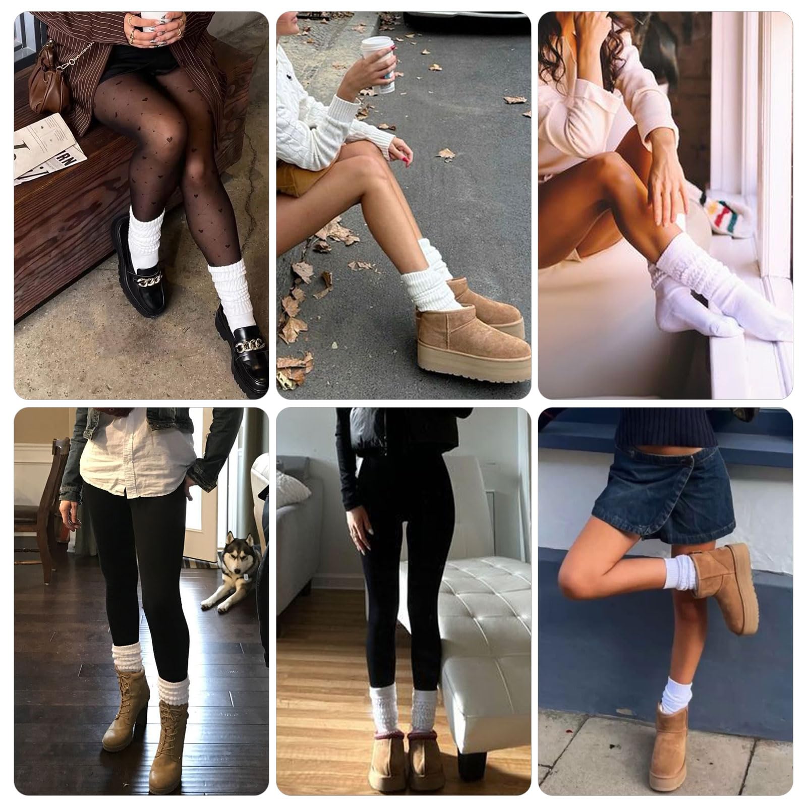 AQOKKA Women Slouch Socks Cotton Knit Soft Scrunch Boot Long Knee High Socks Stacked Thigh High Tube Sock Size 5-11 - Image 7