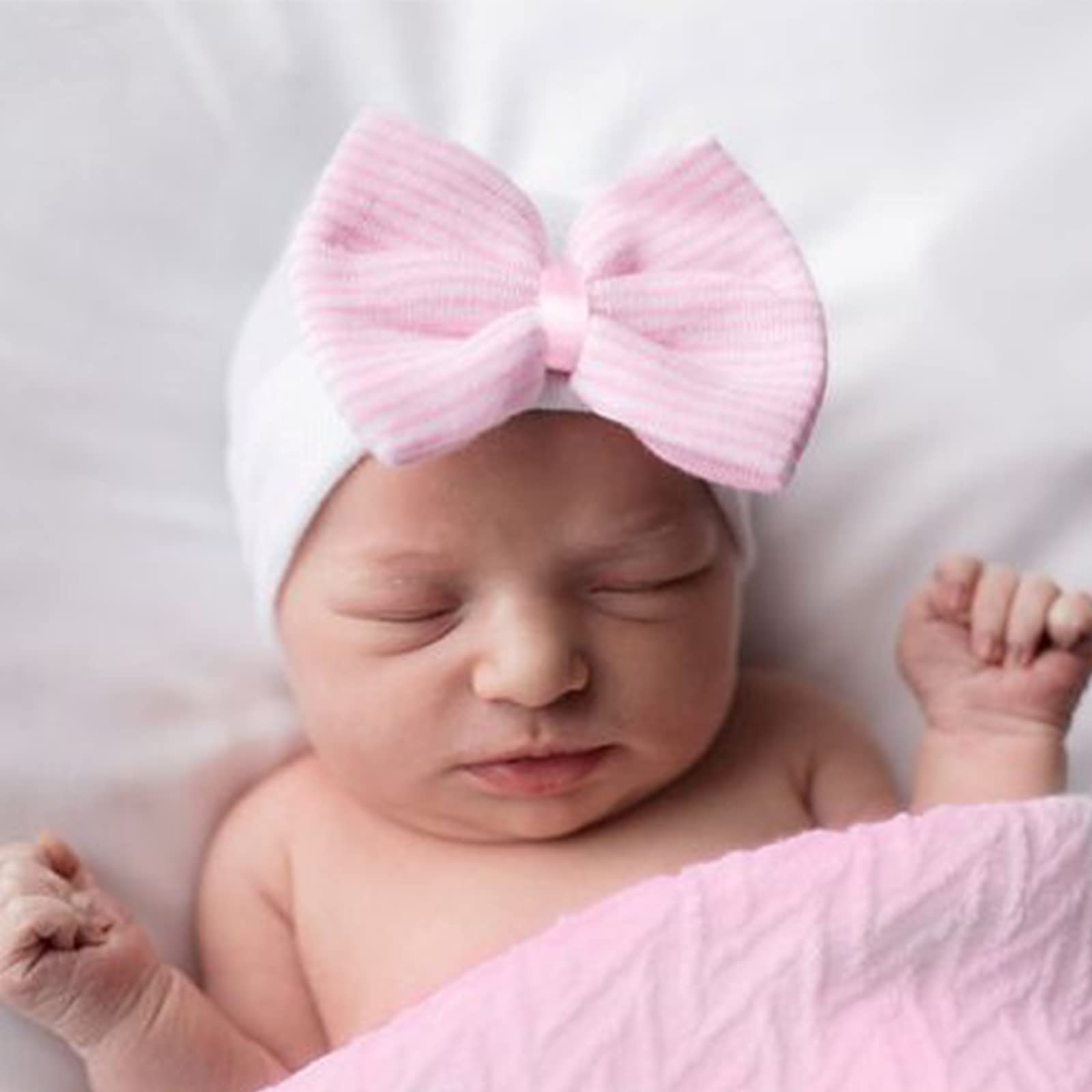 Newborn Baby Girl Hats with Bow No Scratch Cotton Toddler Infant Hat Beanie Caps Soft Newborn Hospital Hat 0-3 Months - Image 5
