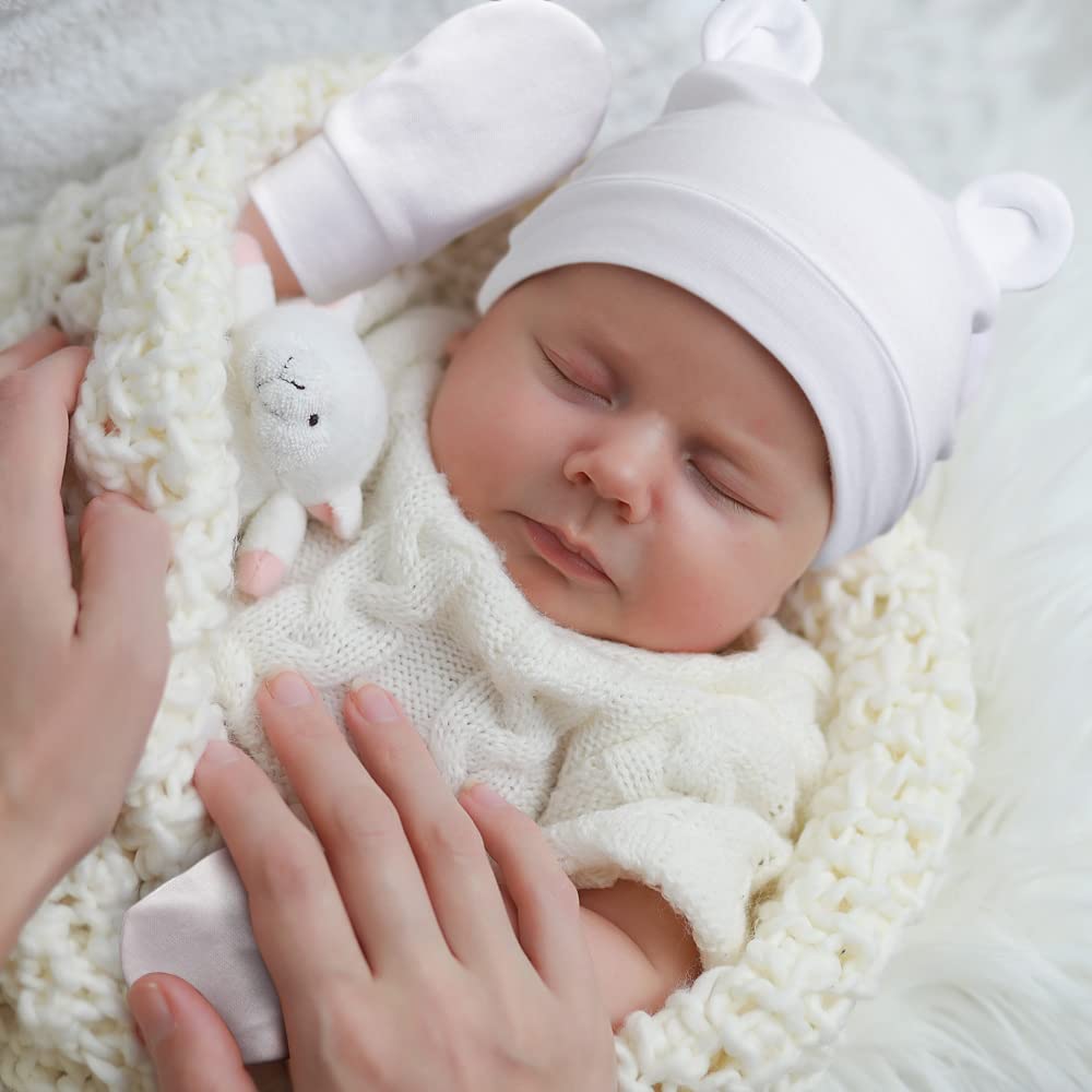 Newborn Baby Hat and Mittens Set Bear Ears Toddler Infant Beanie Caps Newborn Hospital Hat for Baby Boy Girl 0-3 Months - Image 6