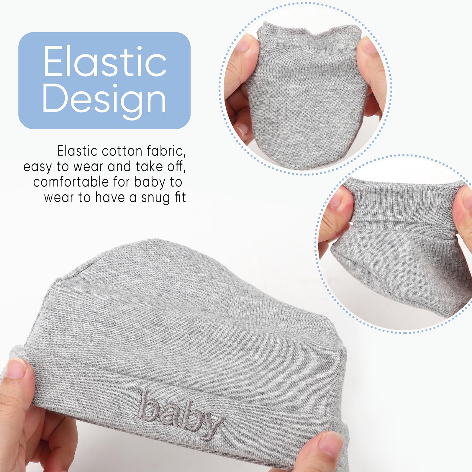 Newborn Baby Hats Mittens and Socks Set Cotton Infant Beanie Cap Socks Mittens for Newborn Baby Boy Girl 0-6 Month - Image 3