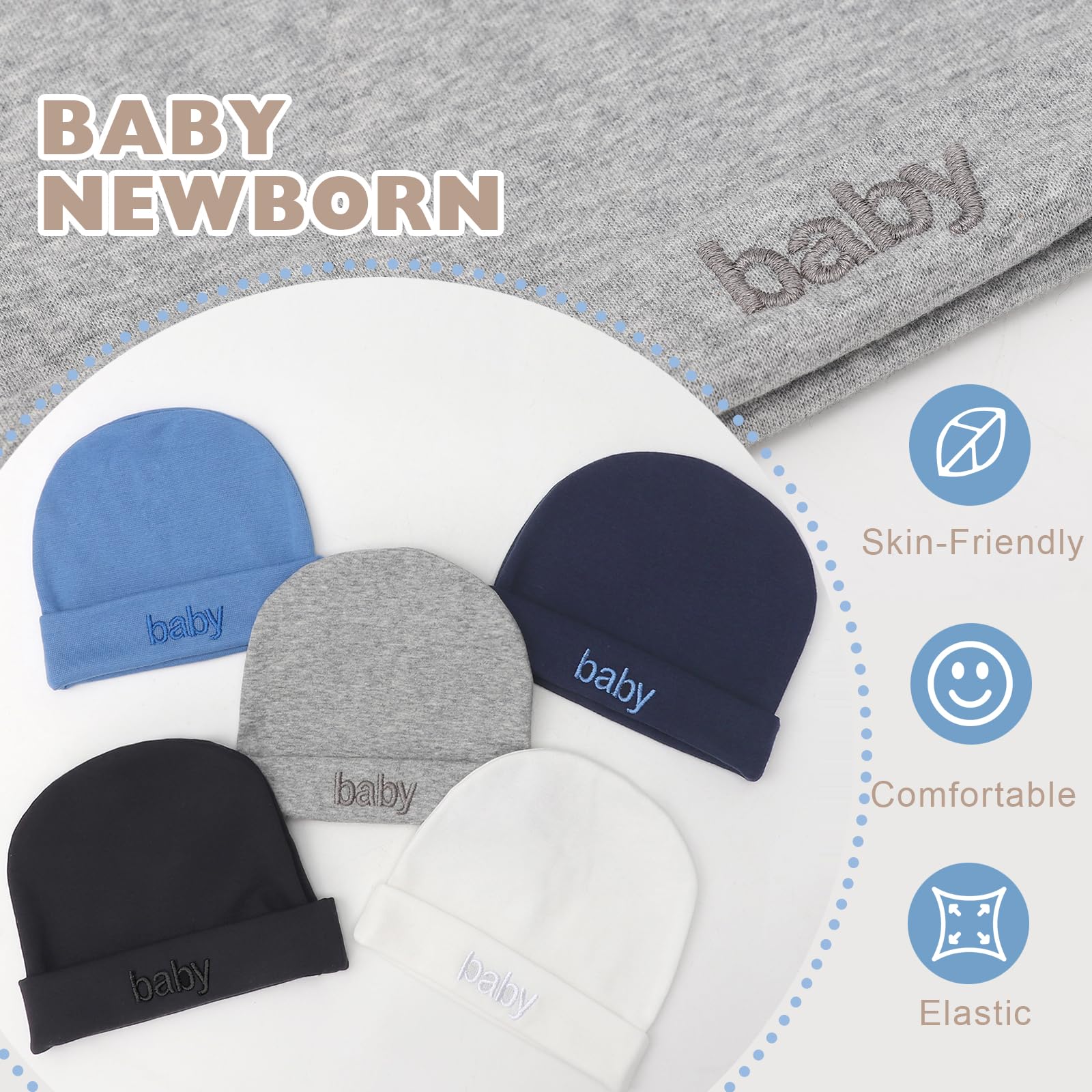 Newborn Baby Hats Mittens and Socks Set Cotton Infant Beanie Cap Socks Mittens for Newborn Baby Boy Girl 0-6 Month - Image 4
