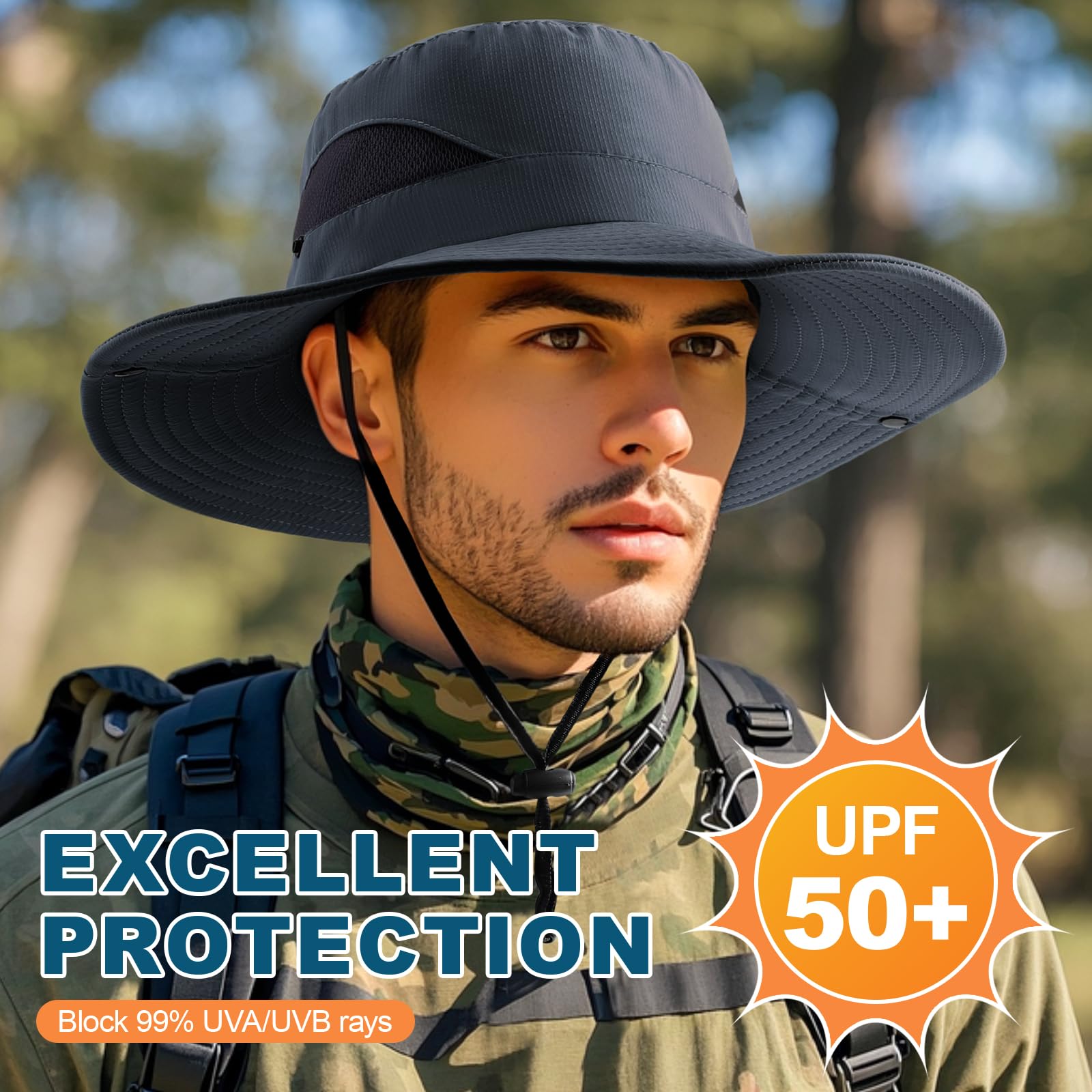 Summer Sun Hats for Women Men Waterproof Foldable Bucket Hat Mesh Wide Brim Beach Hats Outdoor Fishing Hiking Fishing UPF 50+ - Image 7