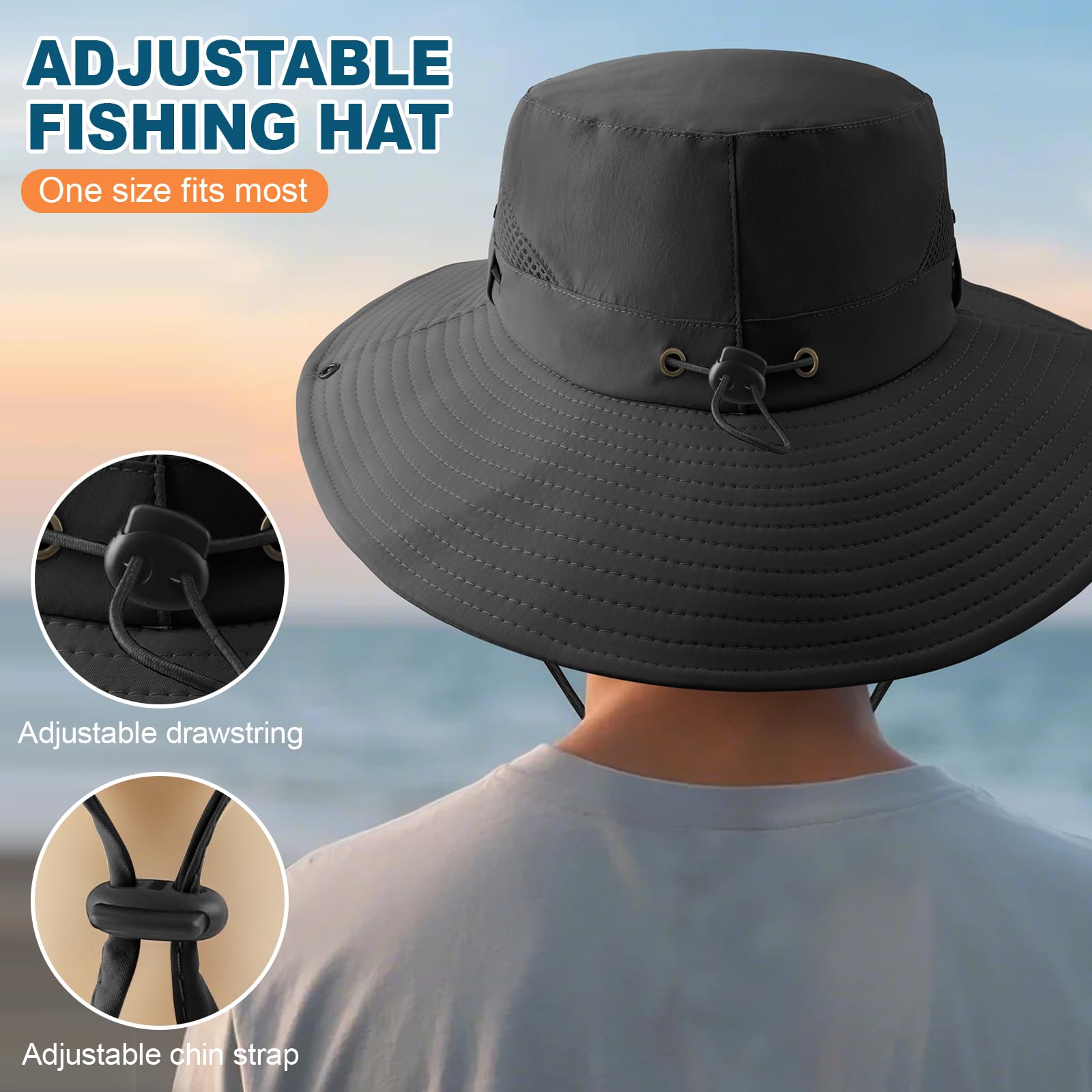 Summer Sun Hats for Women Men Waterproof Foldable Bucket Hat Mesh Wide Brim Beach Hats Outdoor Fishing Hiking Fishing UPF 50+ - Image 5